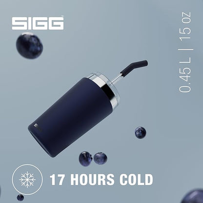SIGG - Insulated Mug - Travel Mug Helia - With Durable Glass Straw & Cleaning Brush - Leakproof - BPA Free - 18/8 Stainless Steel - 15oz/20oz