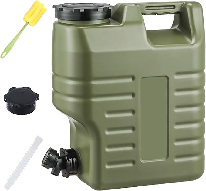 3.2 Gallon Camping Water Jug, Green Camping Water Container with Spigot, Portable Water Tank for Outdoors Hiking Picnic Emergency Supplies, BPA Free