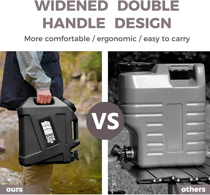 12L Portable Water Containers with Spigot, Water Jug BPA Free No Leakage Double Handle Emergency Water Tank for Outdoor Hiking Camping Picnic Barbecue Indoor Water Storage