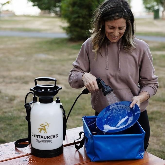 Portable Camping Shower Pump w/Safety Valve (45 PSI)- Portable Shower for Camping - Surf Rinse Kit - Beach Shower Pump – Camping Showers - Camp Shower Kit - Portable Outdoor Shower Camping