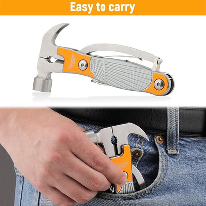 Hoteche MultiTool 11-in-1 Multi-Functiona Adjustable Wrench with Hook Remover, Wire Cutter, Hammer, Wrecking Bar, Screwdriver, Bottle Opener, Saw, Knife, File for Camping and Household