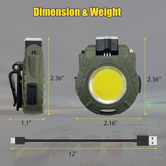 Sutekus Mini COB 500 Lumens Flashlight Auto Sensor LED Light USB Rechargeable 5 Modes Bright Pocket Clip-on Flashlight with Magnet Base Folding Bracket and Bottle Opener for Camping Hiking (Green)
