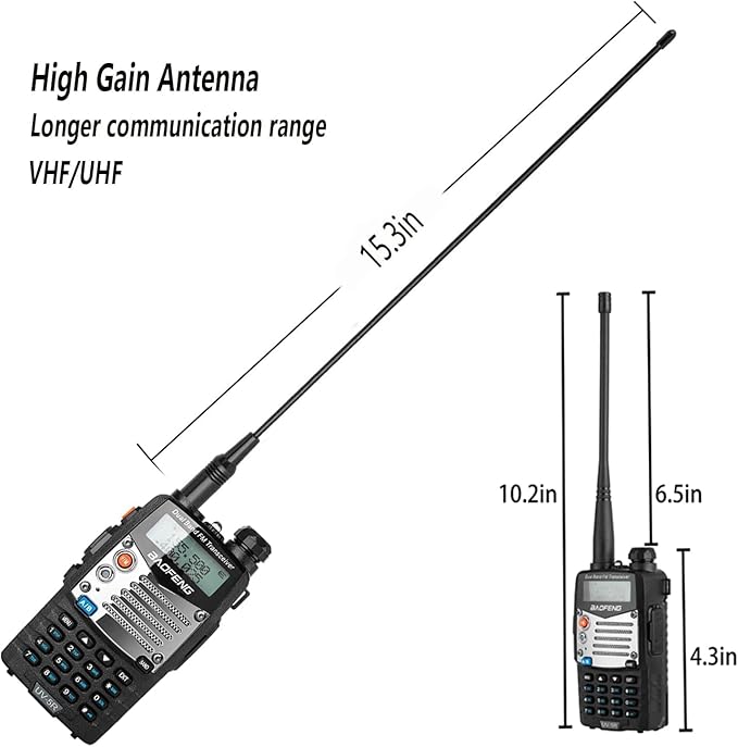 BAOFENG UV-5R 8W Ham Radio Handheld, 128 Channels Dual Band Two Way Radio, Amateur Radio with Earpiece and Mic, Programming Cable, 771 Antenna (2 Pack)