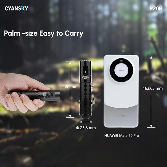 CYANSKY P20R Flashlights High Lumens,Rechargeable Flashlight,1900 Lumen Super Bright,Portable Pocket EDC Flashlgiht,LED Flash Lights for Home,Emergency,Camping,Camping,Hiking ﻿