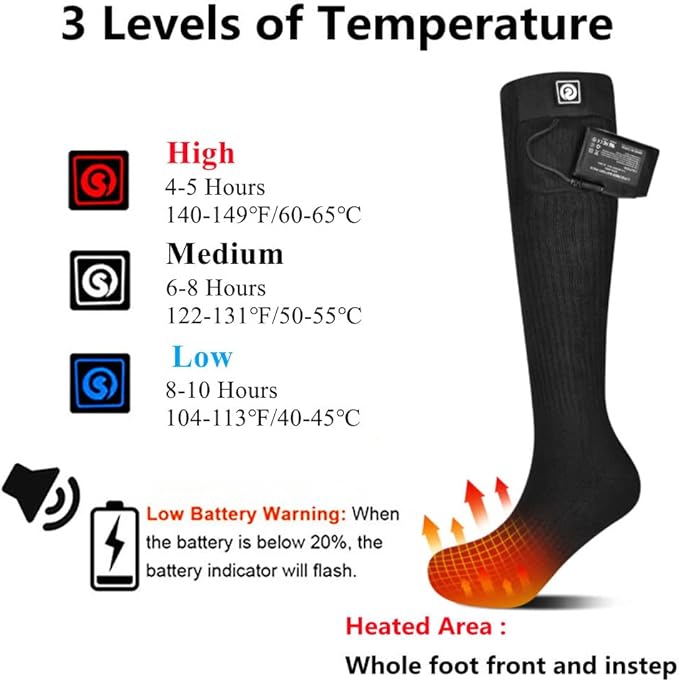 Savior Heated Socks,Rechargeable Electric Heated Socks for Men Women,Winter Foot Warmers,Suitable for Outdoor Work,Skiing,Skating,Cycling,Camping,Fishing,Hunting,etc.