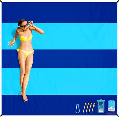BYDOLL Beach Blanket Sandproof Waterproof 78''×110''1-7 Adults Compact Lightweight Oversized Beach Blanket Large Picnic Mat Beach Blanket for Travel Camping Hiking Picnic