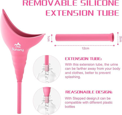 Female Urination Device, Female Urinal Silicone Funnel Urine Cups Portable Urinal for Women Standing Up to Pee Funnel Reusable Women Pee Funnel, Outdoor, Activities, Camping (Pink)
