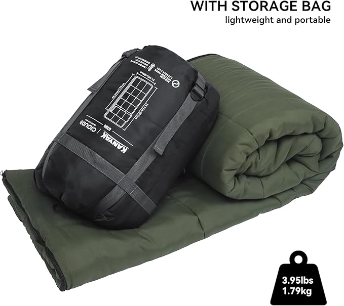 Envelope Sleeping Bag 3 Season Warm Weather Portable Compact Sleeping Bags for Adult Kids with Carry Bag for Camping Hiking Backpacking and Outdoors 59℉-77℉