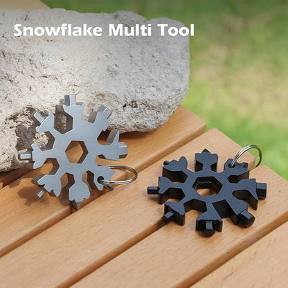 12PCS 19-in-1 Snowflake Multitool, Portable Stainless Steel Wrench,Bottle Opener/Flat Phillips Screwdriver Kit/Wrench for Outdoor Camping,Travelling for Christmas Gift(Black)
