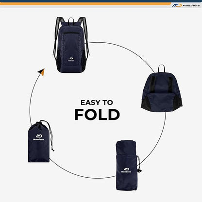 15L Hiking Daypack - Water Resistant Lightweight Packable Backpack for Travel Camping Outdoor - Darkblue