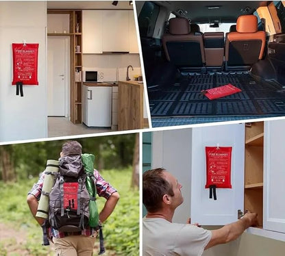 Emergency Fire Blanket for Fire Suppression, 39x39 inches Flame Retardant Fabric Fireproof Blanket, Survival Gear for Home Safety, Outdoor Camping (1 Pack)