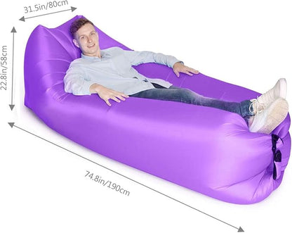 HaiChao Inflatable Lounger Sofa Air Chair Sofa Sleeping Bag Couch Air Sofa Bed for Lakes, Beaches, Garden, Camping (Purple)