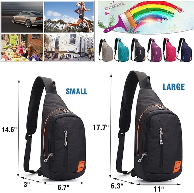 Peicees Small Sling Backpack Waterproof Unisex Shoulder Bag Chest Crossbody Daypack