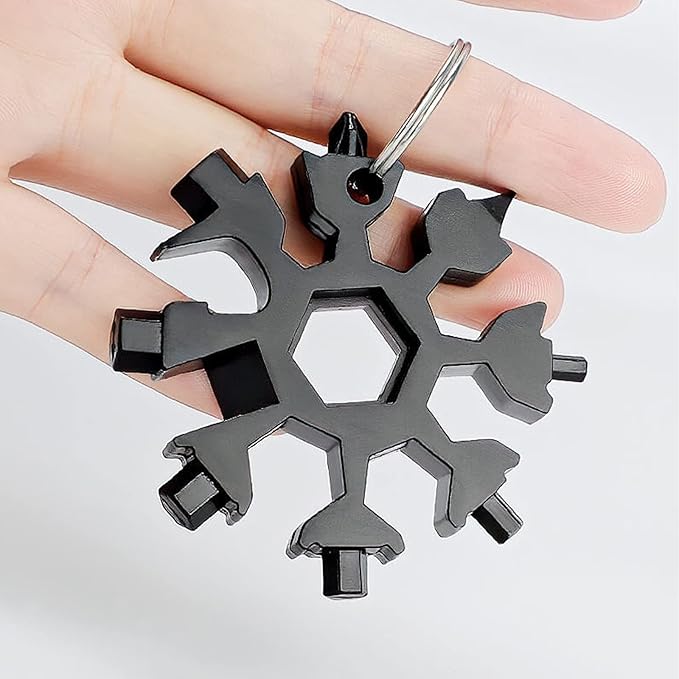 18-in-1 Snowflakes Multi Tool, Stainless Steel Keychain Multitool Portable Snowboarding Screwdriver -Bottle Opener for Christmas Gift for Mens