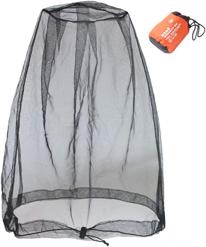 Cinvo Head Net Hat Bug Net Face Netting for Bugs No See Ums Insects Gnats Biting Midges from Outdoor Activities, Spacious Net Room Works Over Most Hats Comes with Free Stock Pouches- Black