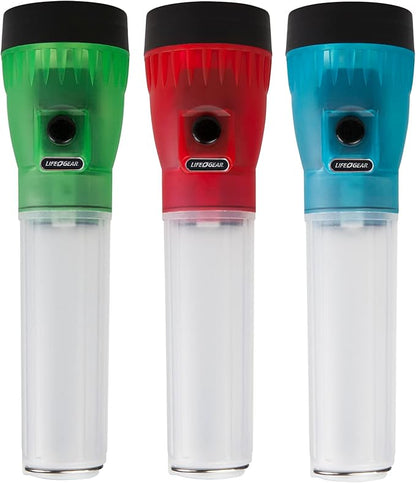 Life Gear LED Flashlight with Glow Handle, Emergency Flasher and Storage Compartment, RED