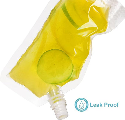 200 Pack Reusable Drink Pouches with 20 Pcs Funnel, 8 Oz Plastic Flasks, Leak-Proof Plastic Pouches for Drinks for Adults for Travel, Concerts