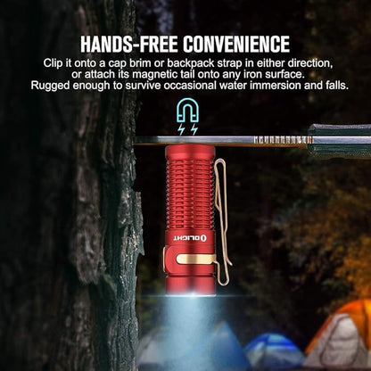 OLIGHT Baton3 1200 Lumens Ultra-Compact Rechargeable EDC Flashlight, Powered by Rechargeable Battery for Household Search, Outdoor Camping, Hiking and Mountaineering (Red)