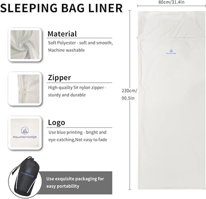 Sleeping Bag Liner for Warm Weather Seasons with Carry Bag - Protable,Lightweight and Skin-Friendly Sleeping Bag for Camping,Hiking and Backpacking.