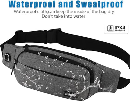 SINNO Large Crossbody Fanny Pack for Women Men Belt Bag With 4-Zipper Pockets for Travel Running Hiking Workout Dog Walking Outdoors Sport Fishing Waist Pack Bag Carrying All Phones