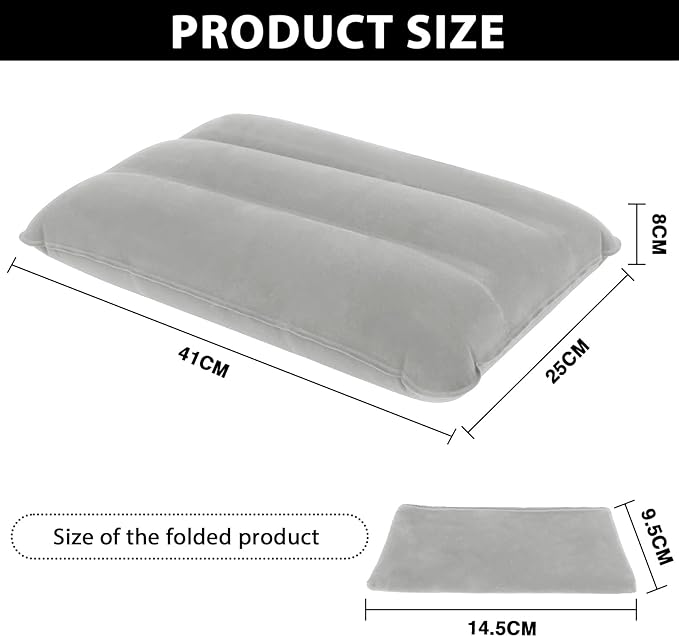 2 Pack Ultralight Inflatable Camping Pillows for Sleeping & Travel, Camp Pillow Backpacking for Sleeping, Inflatable Beach Ergonomic Pillows for Camping Hiking Home Sleeping (Sky Blue+Gray)