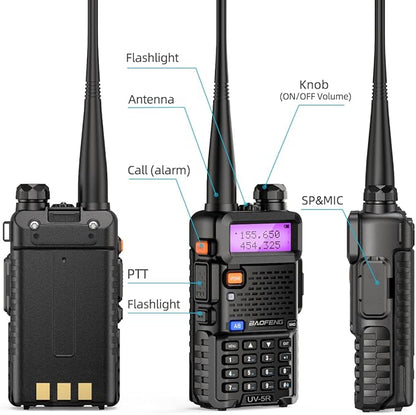 Baofeng UV-5R Ham Radio Handheld Rechargeable Two Way Radios Long Range Portable Radio with Speaker Microphone Programming Cable,2pack