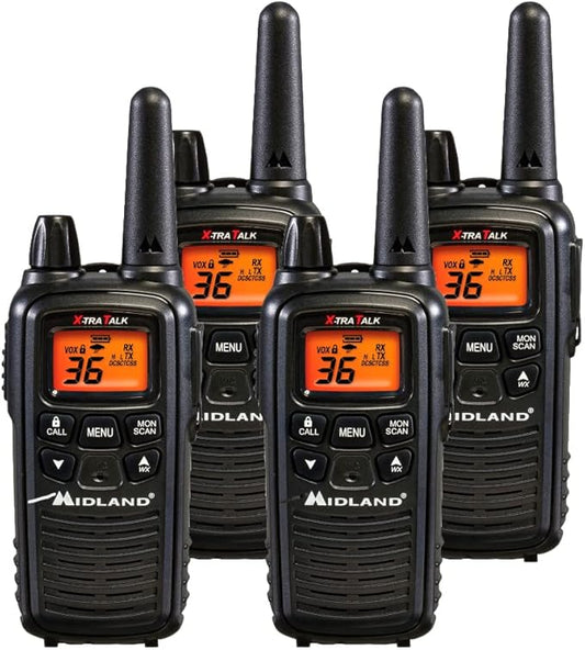 Midland LXT600VP3 FRS Two Way Radios - 4 Pack Bundle w/Chargers