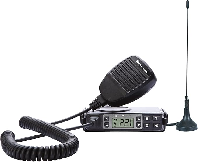 Midland – MXT105 - 5 Watt GMRS MicroMobile Two Way Radio - Off Roading Outdoor RZR Farm Trails Radio - External Magnetic Mount Antenna - NOAA Weather Alerts
