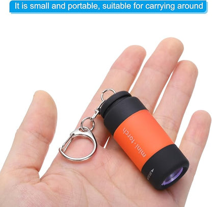 PATIKIL Mini Keychain Flashlight, Pocket LED Flashlight Portable Torch USB Rechargeable for Outdoor Camping Party, Orange