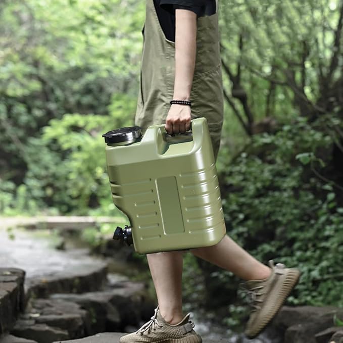 3.2 Gallon Camping Water Jug, Green Camping Water Container with Spigot, Portable Water Tank for Outdoors Hiking Picnic Emergency Supplies, BPA Free