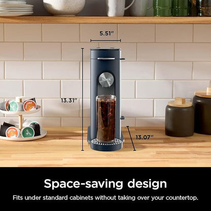 Ninja Pods & Grounds Single-Serve Coffee Maker, K-Cup Pod Compatible, 56-oz. Reservoir, 6-oz. Cup to 24-oz. Travel Mug Brew Sizes, Iced Coffee Maker, Navy, PB041NV