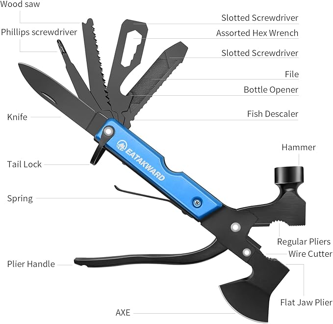 Multitool Camping Accessories 17 in 1 Camping Survival Gear and Equipment Great Christmas Gifts for Men Dad Husband Outdoor Adventure Enthusiast