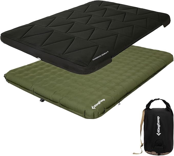 KingCamp Self Inflating Sleeping Pad for Camping Ultra Thick Double Single Foam Mattress High R Value Camping Air Pad Mat, Multi Colors & Sizes