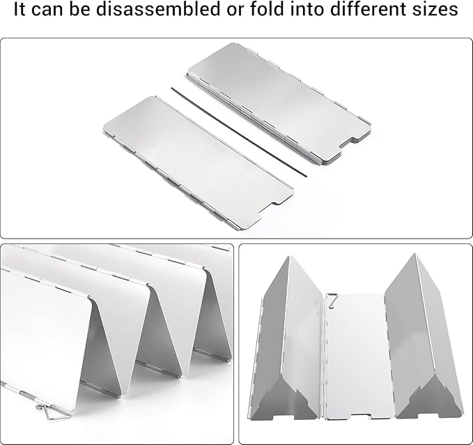 Camping Stove Windscreen, Ohuhu Camp Stove Windscreen 8/10/12 Plates Aluminum Folding Portable Camping Stove Windshield Burner Stove with Carry Bag for Camping Picnic Backpacking Cooking