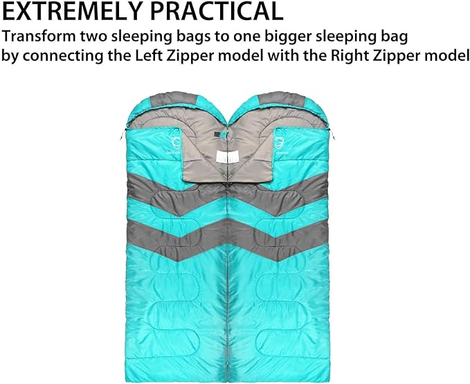 Gold Armour Sleeping Bags for Adults Cold Weather & Warm - Backpacking Camping Sleeping Bag for Kids 10-12, Girls, Boys - Lightweight Compact Camping Essentials Gear Accessories, Left Zipper