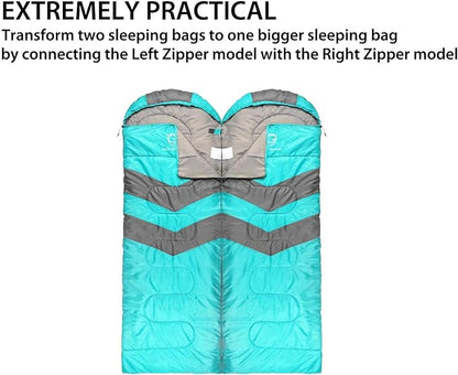 Gold Armour Sleeping Bags for Adults Cold Weather & Warm - Backpacking Camping Sleeping Bag for Kids 10-12, Girls, Boys - Lightweight Compact Camping Essentials Gear Accessories, Left Zipper