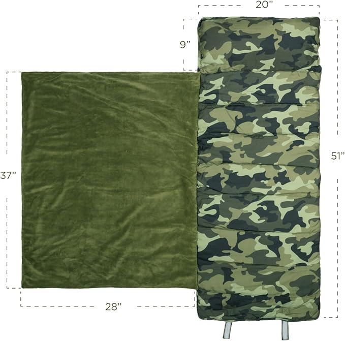 Stephen Joseph, Toddler All Over Print Nap Mat with Soft Blanket and Removable Pillow for Boys & Girls, Kids Sleeping Bag for Elementary, Daycare, Preschool with Carry Handle