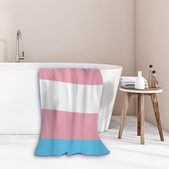 Microfiber Beach Towel Transgender Pride LGBT Flag Oversized Large Sand Free & Quick Dry Lightweight Towel for Adults Womens Mens Travel Camping Gym Pool Swim
