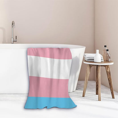 Microfiber Beach Towel Transgender Pride LGBT Flag Oversized Large Sand Free & Quick Dry Lightweight Towel for Adults Womens Mens Travel Camping Gym Pool Swim