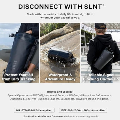 SLNT Waterproof Faraday Dry Bag - Military-Grade Nylon 5 Liter Faraday Bag - RFID Signal Blocking Dry Bag/Waterproof Backpack Protects Electronics from Water, Spying, Hacking