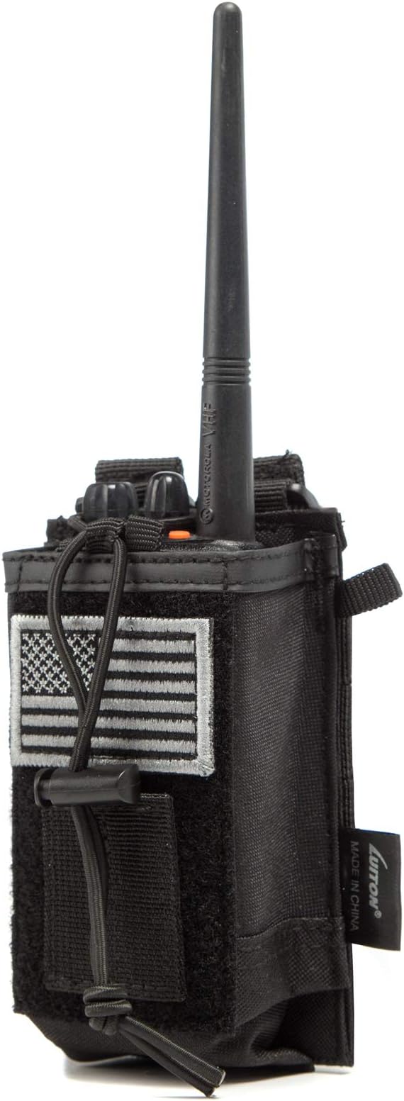 2 Pack Tactical Radio Holder Radio Case Molle Radio Holster Military Heavy Duty Radios Pouch Bag for Two Ways Walkie Talkies Adjustable Storage with 3 Pack Patch