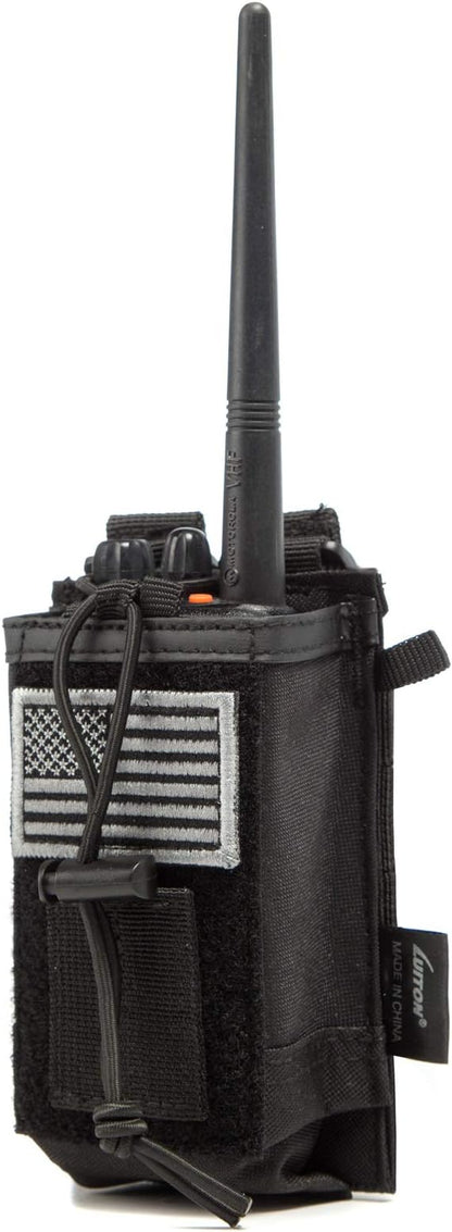 2 Pack Tactical Radio Holder Radio Case Molle Radio Holster Military Heavy Duty Radios Pouch Bag for Two Ways Walkie Talkies Adjustable Storage with 3 Pack Patch