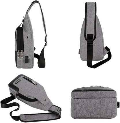Peicees Travel Gym Bike Sling Bag Shoulder Backpack Daypack w/USB Charging Port