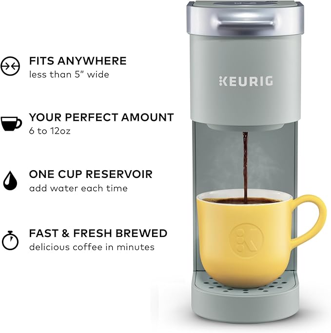 Keurig K-Mini Single Serve K-Cup Pod Coffee Maker, 6 to 12oz Brew size, with Cord Storage, Perfect for Small Spaces, Studio Gray