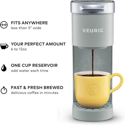 Keurig K-Mini Single Serve K-Cup Pod Coffee Maker, 6 to 12oz Brew size, with Cord Storage, Perfect for Small Spaces, Studio Gray