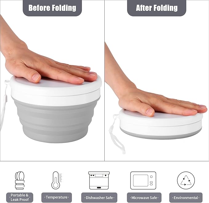 Odoland Mess Kit for Camping 1 Person with Silicone Collapsible Bowl Collapsible Cup & Stainless Steel Spoon for Backpacking Outdoor Camping Hiking and Picnic
