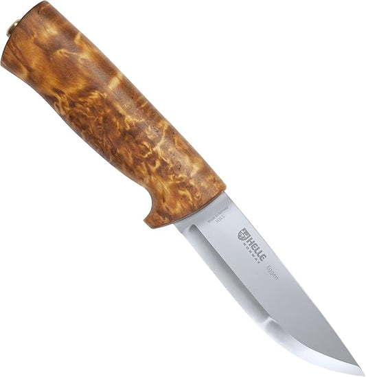HELLE Knives - Eggen Laminated - Fixed Blade - Classic Knife - Stick Tang - Birch Wood Handle - H3LS Stainless Steel - Made in Norway