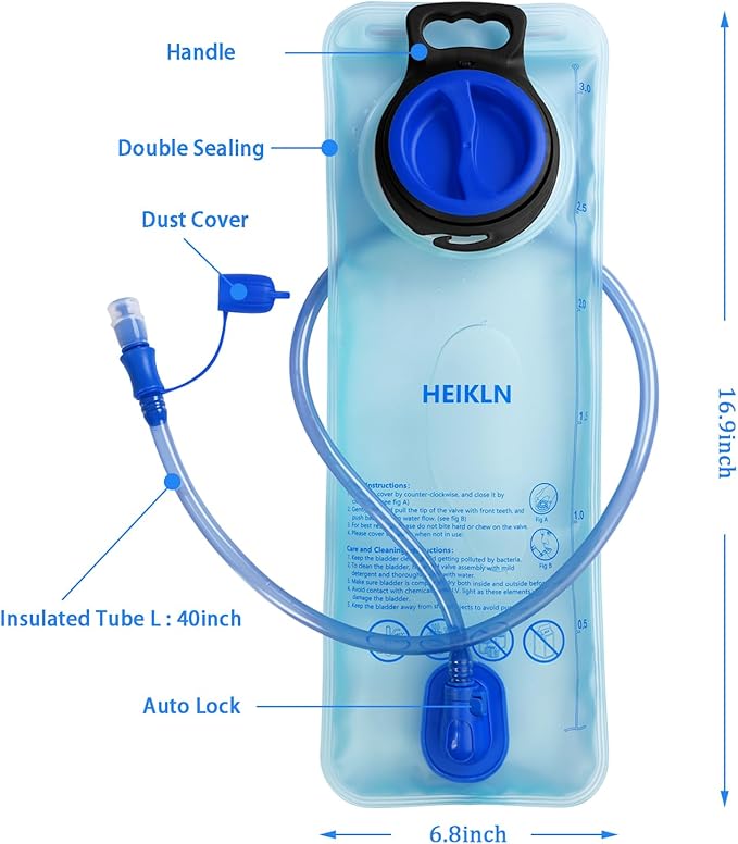 Hydration Bladder, 2L-3L Water Bladder for Hiking Backpack Water Storage Bag Reservoir, BPA Free Water Pouch Hydration Pack Replacement for Bicycling Cycling Hiking Camping Hunting Running