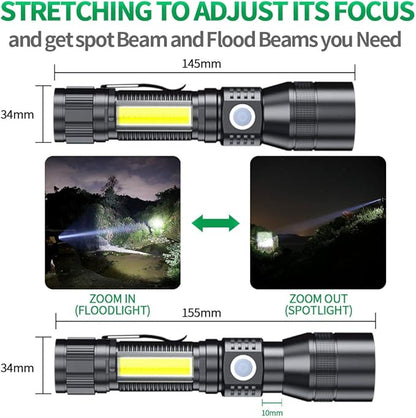 UV Flashlight Black Light, 3 in-1 Blacklight Flashlight High Lumens Rechargeable, Magnetic LED Flashlight with COB Work Light, 7 Mode Waterproof Flash Light for Emergency Camping Pet Urine Detection
