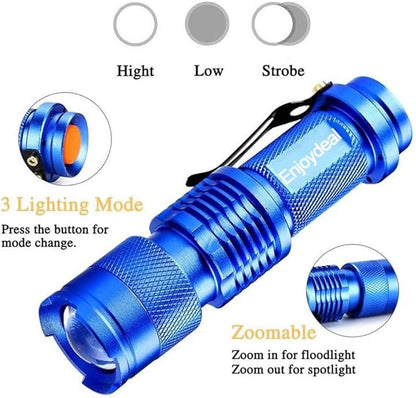 Mini LED Flashlights 5 Pack Pocket Pen Flashlight Ultra Bright 350 Lumens Waterproof Zoomable Flashlight with 3 Mode for Kids Camping Cycling Hiking Emergency Torch Light